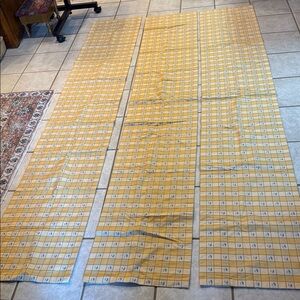 Valances Yellow Plaid Fabric with Blue Cherry Accents 3 Curtain Toppers